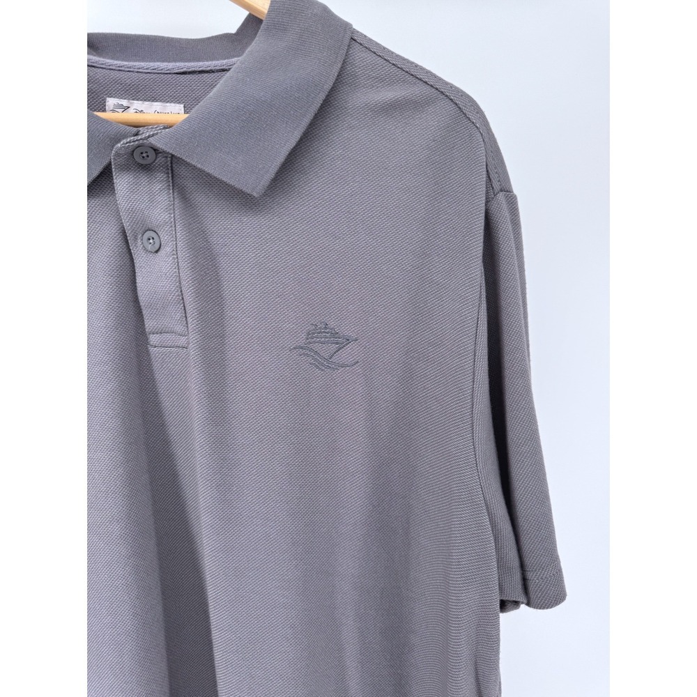 Disney Cruise Line Polo‎ Shirt Mens XL Gray Embroidered Logo Rayon Blend